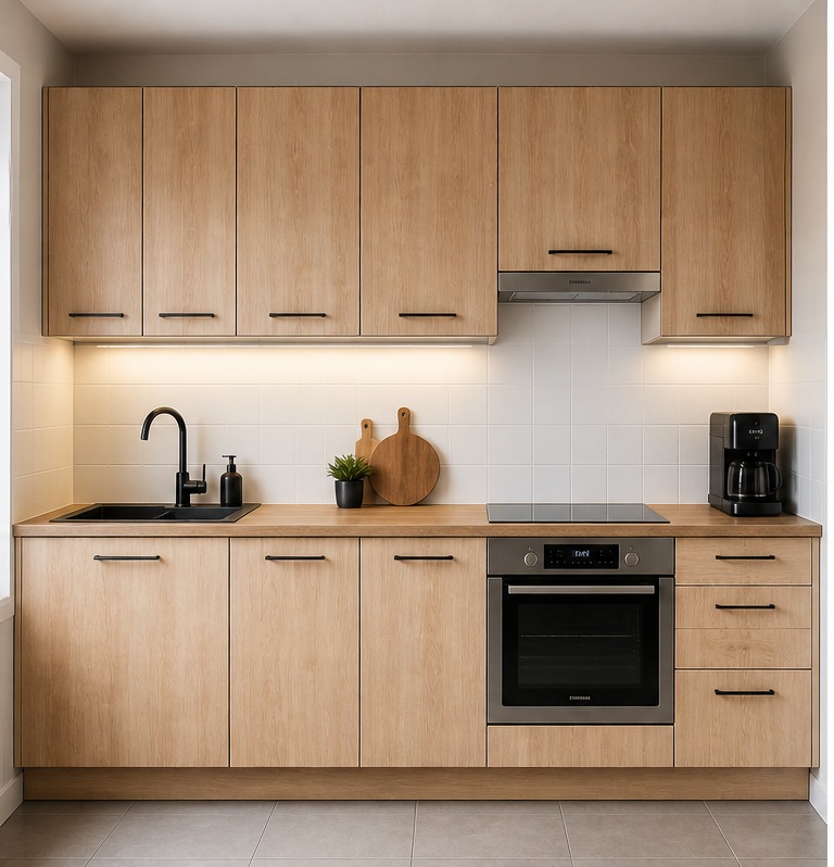 Full kitchen wrapping transformation — before