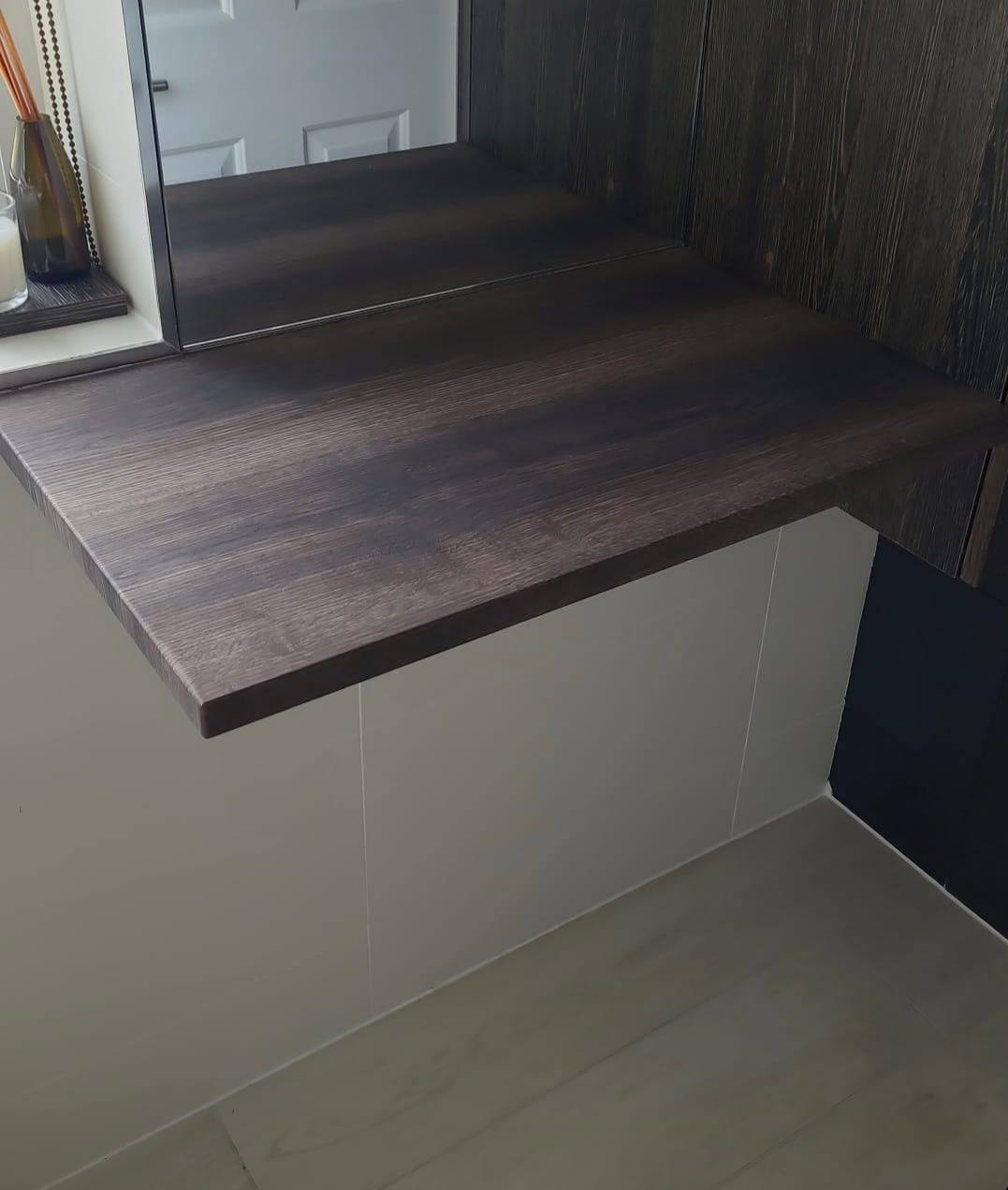 Worktop — dark oak wrap — after